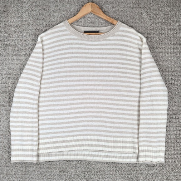 Jenni Kayne Everyday Sweater Taupe Wool Blend Striped Knit Sweater Womens Sz XXL - Picture 1 of 9